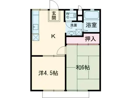 パナハイツ大谷B棟(2K/2階)の間取り写真