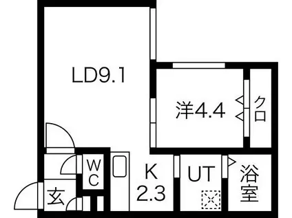 PINE VILLAGE YU(1LDK/2階)の間取り写真