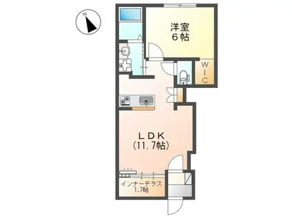 ボナール花崎A(1LDK/1階)の間取り写真