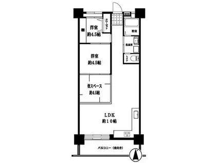 亀戸2丁目団地9号棟(2LDK/2階)の間取り写真