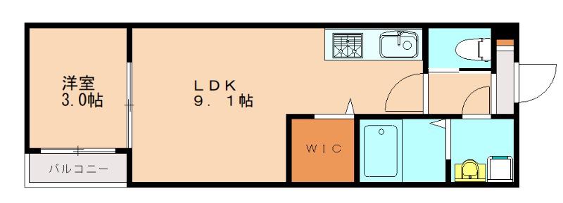 REVIVE新宮中央(1LDK/2階)の間取り写真