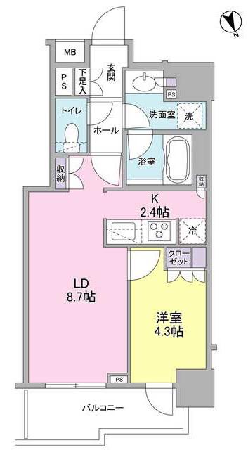 クオリア千代田御茶ノ水(1LDK/12階)の間取り写真