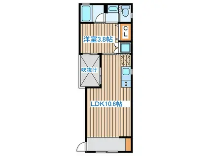 LAND長町(1LDK/2階)の間取り写真