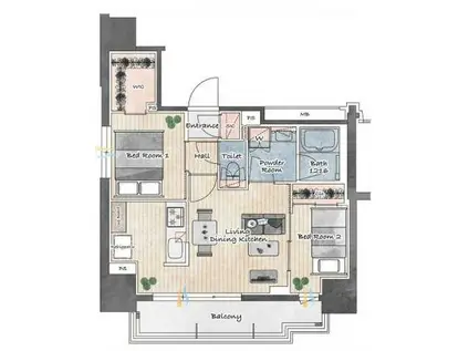 アーバネックス新御徒町(2LDK/5階)の間取り写真