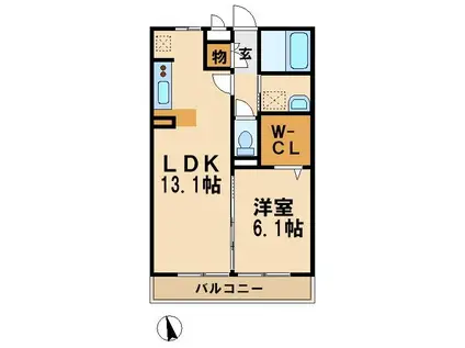 サンライフ・アイA棟(1K/2階)の間取り写真