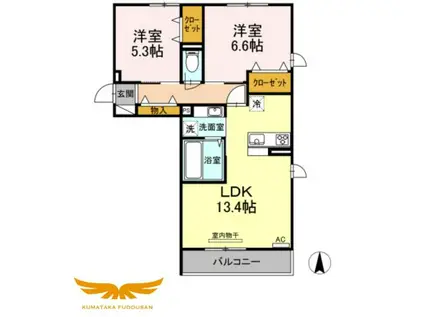 ルヴェデュソレイユ IV(2LDK/2階)の間取り写真