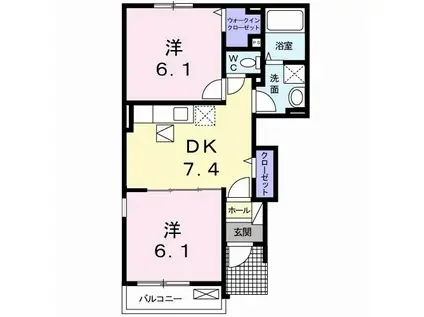 シェーネB(2DK/1階)の間取り写真