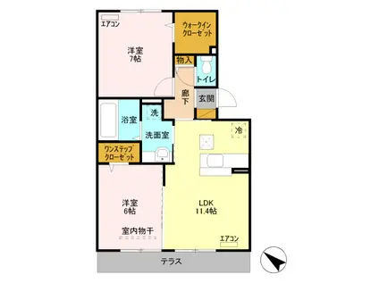 メゾンベールふじみ野(2LDK/1階)の間取り写真