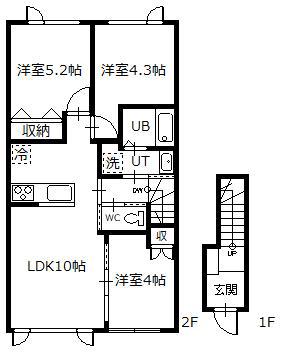グランテイク22(3LDK/2階)の間取り写真
