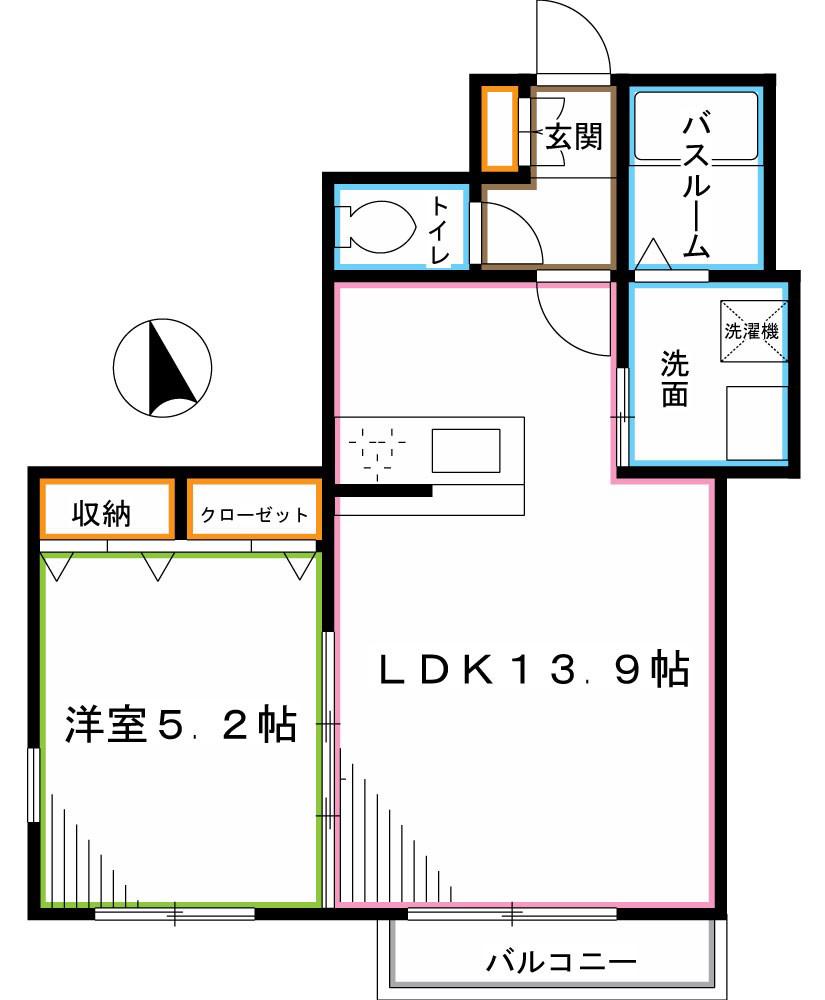 グランヴェール(1LDK/1階)の間取り写真