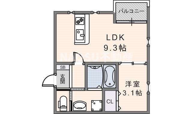 GRACE下六万寺町(1LDK/1階)の間取り写真