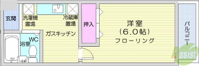 グランディアエイト(1K/3階)の間取り写真