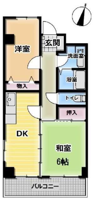 ドリームハイツ南林間(2DK/2階)の間取り写真