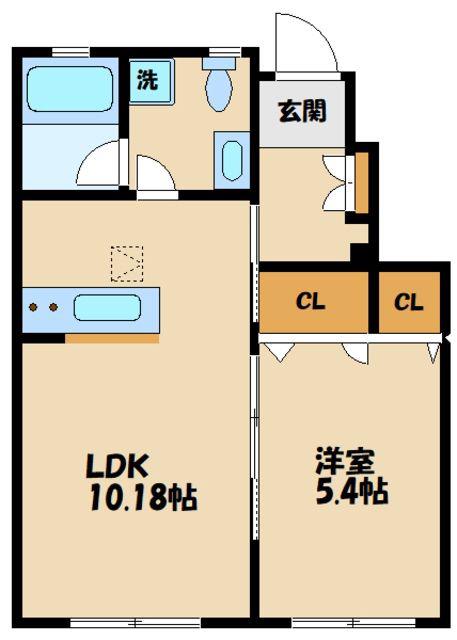パラディ成城(1LDK/1階)の間取り写真