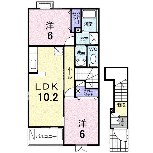 プリムローズ(2LDK/2階)の間取り写真