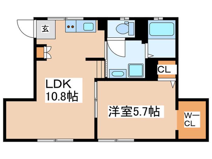 学園ハイムⅡ(1LDK/1階)の間取り写真