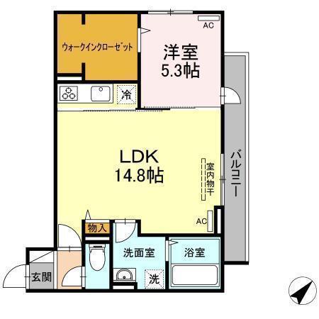 クレストヒルズ A棟(1LDK/3階)の間取り写真
