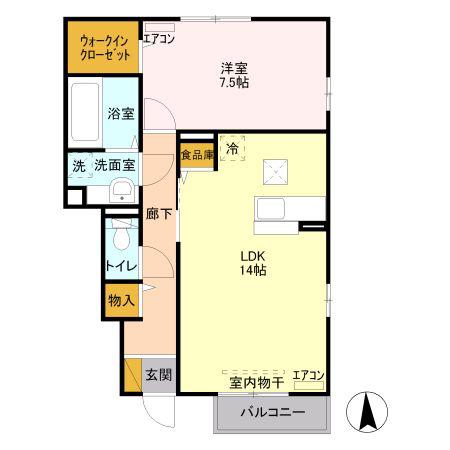 サンクブランシュB(1LDK/1階)の間取り写真