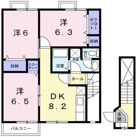 エスポワールI(3DK/2階)の間取り写真