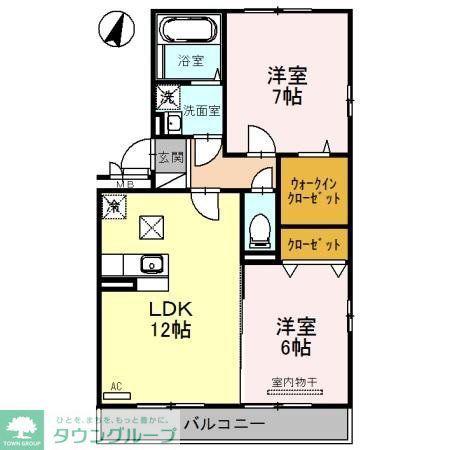 アンクレージュA(2LDK/1階)の間取り写真