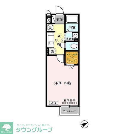 クレールコート(1K/2階)の間取り写真