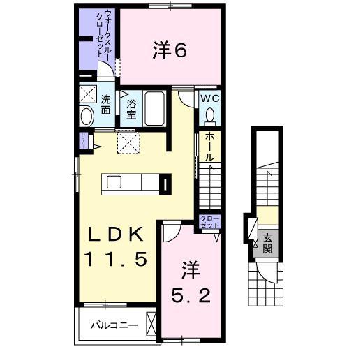 アルコバレーノ ルーチェ(2LDK/2階)の間取り写真