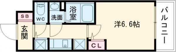 S-RESIDENCE堺湊駅前AZURE(1K/6階)の間取り写真