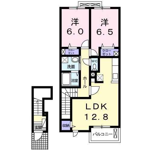 カーポラヴォーロ I(2LDK/2階)の間取り写真