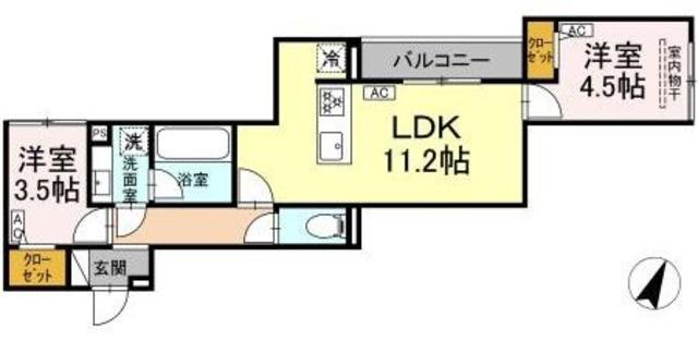 セレスティア上鷺宮II(2LDK/3階)の間取り写真