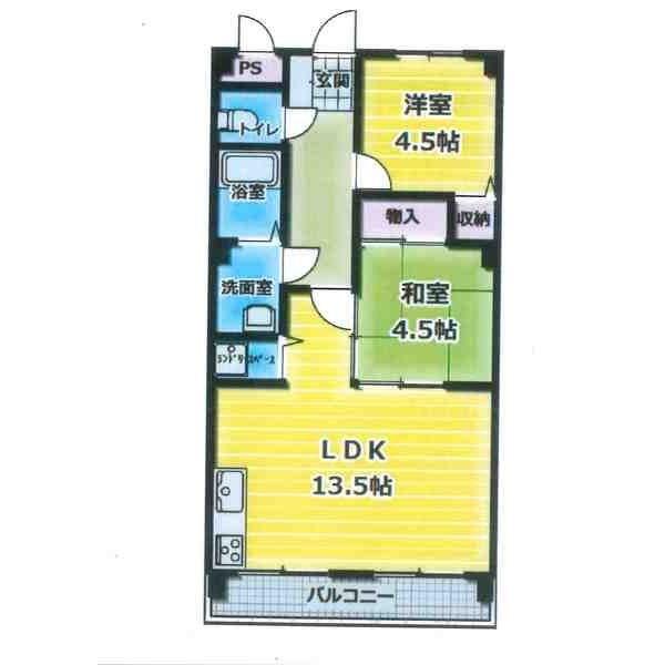 ハッピーコート青山(2LDK/3階)の間取り写真