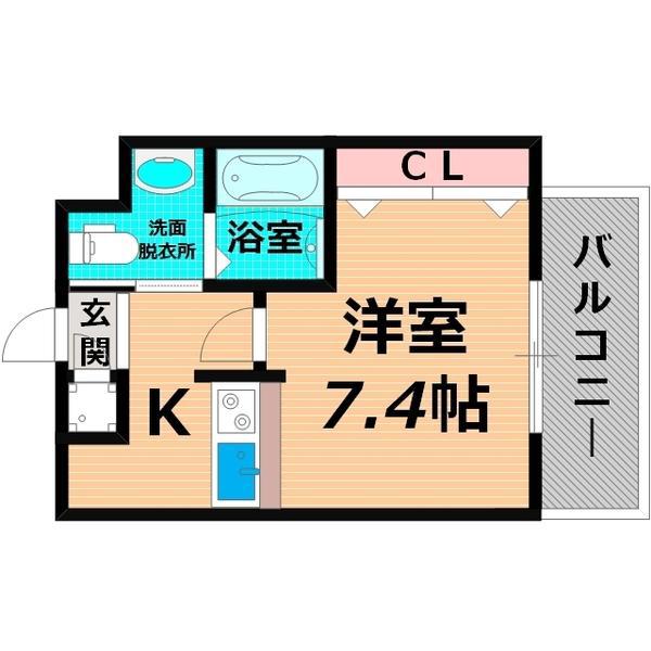 ヴァンクール城東(1K/7階)の間取り写真