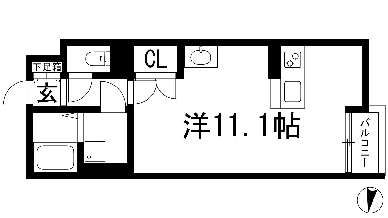 レオネクストみやのまえ(ワンルーム/1階)の間取り写真