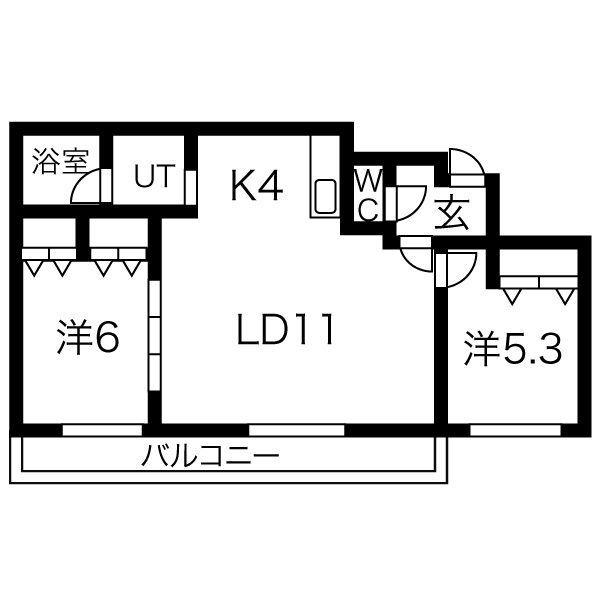 ロイヤルコトニ(2LDK/2階)の間取り写真