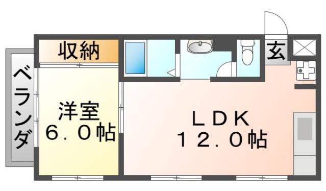 パールハイツ山手(1LDK/3階)の間取り写真
