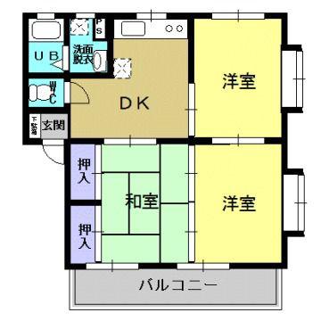 ファミール末吉(3DK/2階)の間取り写真