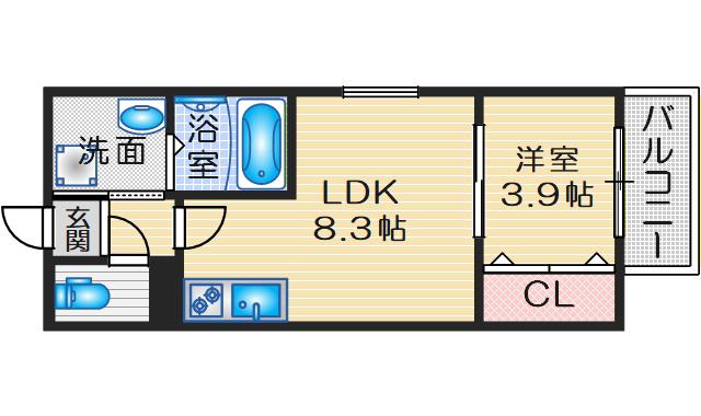 ARCA豊中曽根(1LDK/3階)の間取り写真