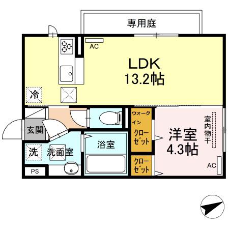 モンラッシェ(1LDK/1階)の間取り写真