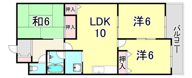 ファースト園田(3LDK/4階)の間取り写真