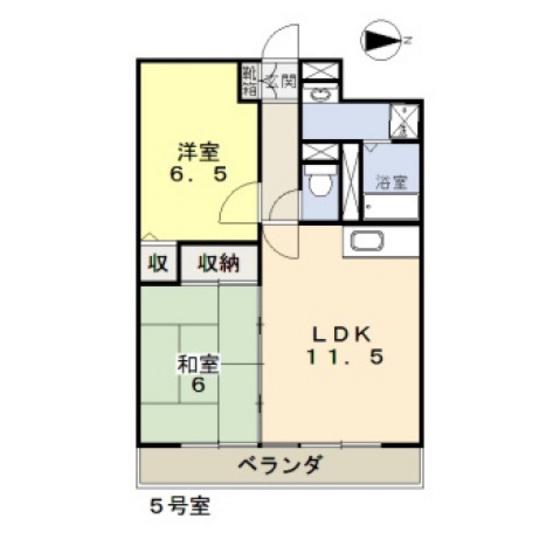 ハピネス田中(2LDK/4階)の間取り写真