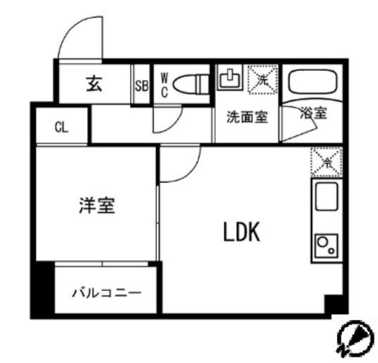 クレール西多聞通(1LDK/3階)の間取り写真