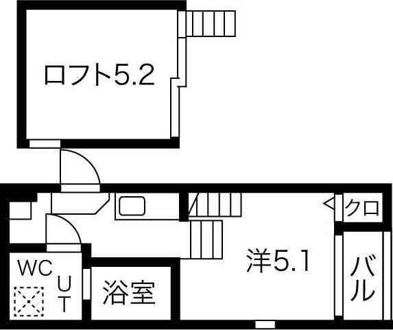 ハーモニーテラス川名町(1K/2階)の間取り写真