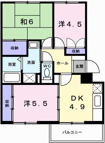 シャルマンドエル(3DK/2階)の間取り写真