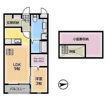 ウィッシュ(1LDK/2階)の間取り写真