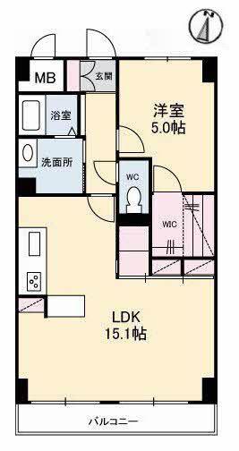 ジュネス南蔵王 弐番館(1LDK/1階)の間取り写真