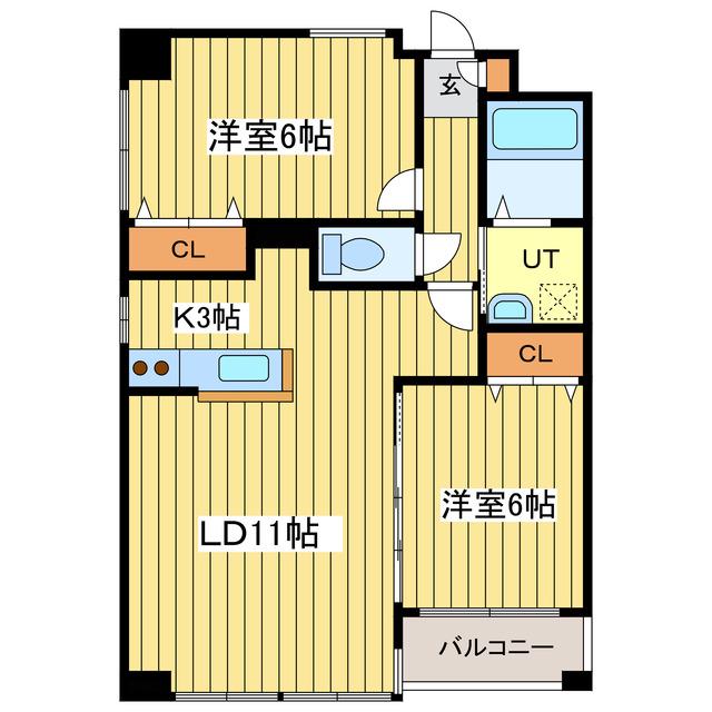 NOVAシャトン(2LDK/4階)の間取り写真
