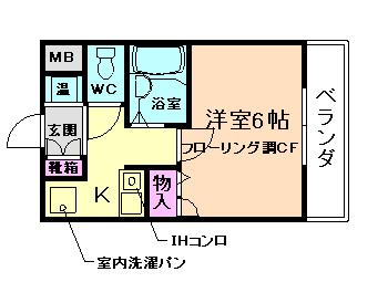 サンライト 八王寺(1K/2階)の間取り写真