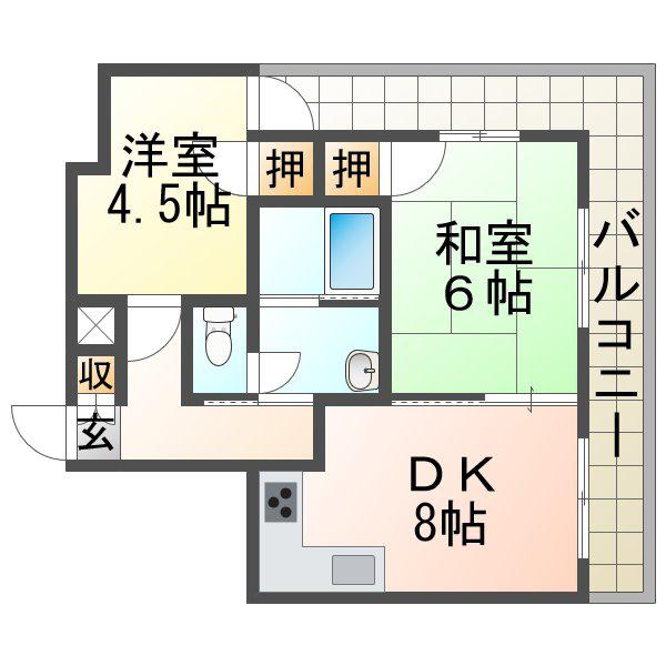 アルフェッカ(2DK/8階)の間取り写真