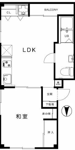 御池ビル(2DK/4階)の間取り写真