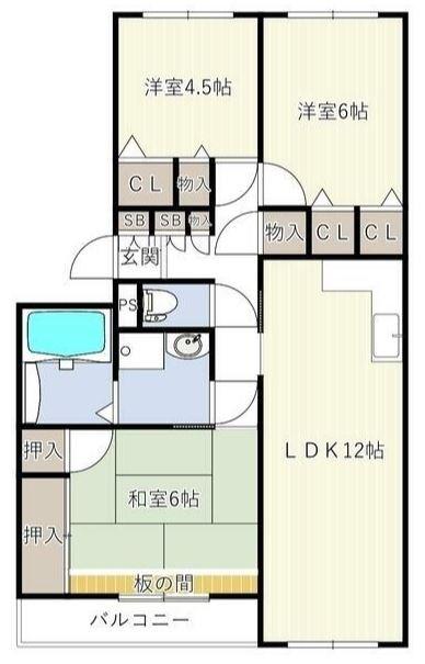 INOVE松戸六高台B(3LDK/3階)の間取り写真
