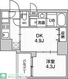 SYFORME大井町II(1DK/13階)の間取り写真